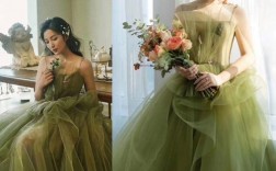 绿色格纹裙美式婚纱照图片大全-绿色格纹裙美式婚纱照图片