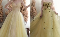 黄色穿搭美式婚纱,黄色婚纱搭配 