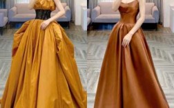 棕色短裙美式婚纱图片