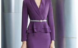 紫色西装燕尾裙