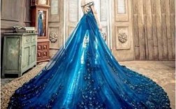美式蓝色婚纱图片女士背影_典雅蓝色系的美式风格