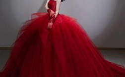 红色婚纱礼服照片-婚纱红色礼服简约图女孩