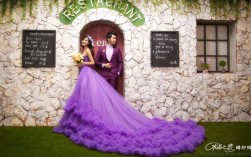 紫色上衣美式婚纱照女