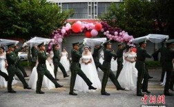 军人婚礼现场视频头纱掉了