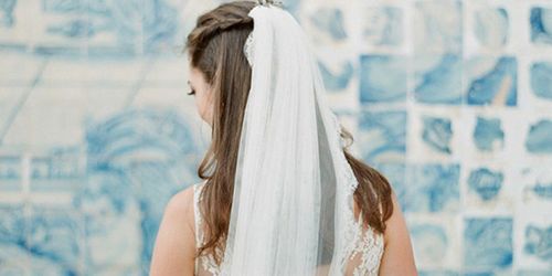 半扎新娘发型图片大全 半扎婚礼发型头纱图片女-图1