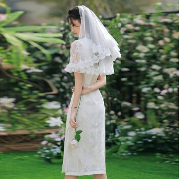 白旗袍婚礼头纱怎么穿视频,婚纱旗袍礼服 -图3