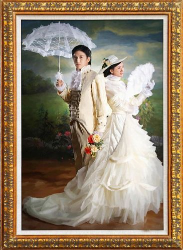 美式风格油画婚纱照片图片（美式风格的画）-图1