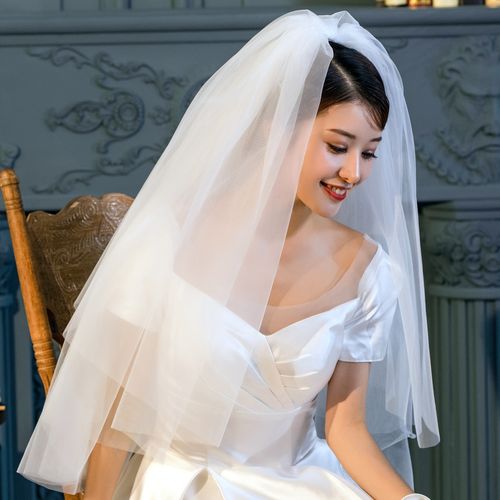 西式婚礼婚纱头纱怎么穿_西式婚纱新娘头饰图片-图1